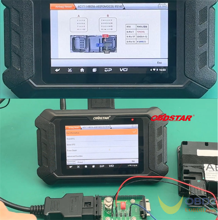 OBDSTAR P50 Ford 6C1T14B056 Airbag Reset on Bench