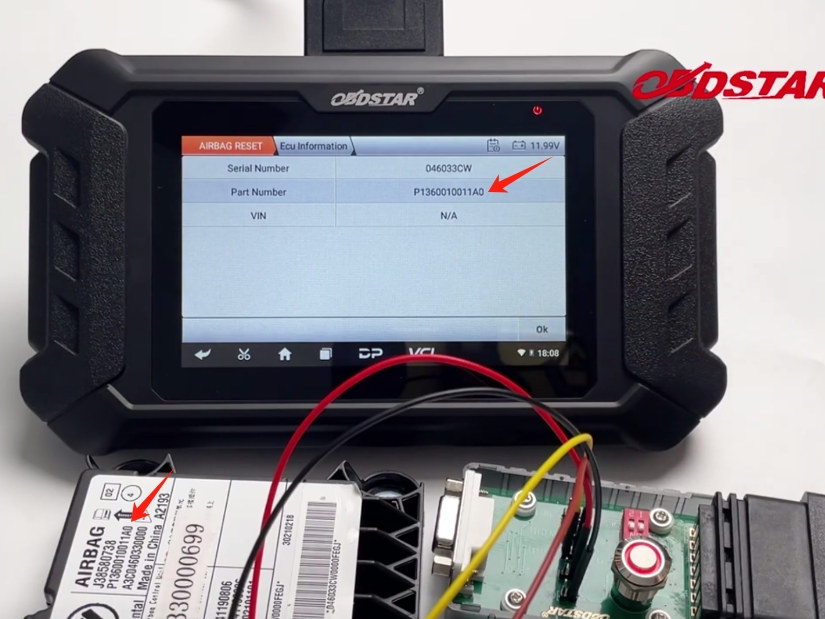 OBDSTAR P50 Reset JMC R7F701009 Airbag ECU on Bench OK