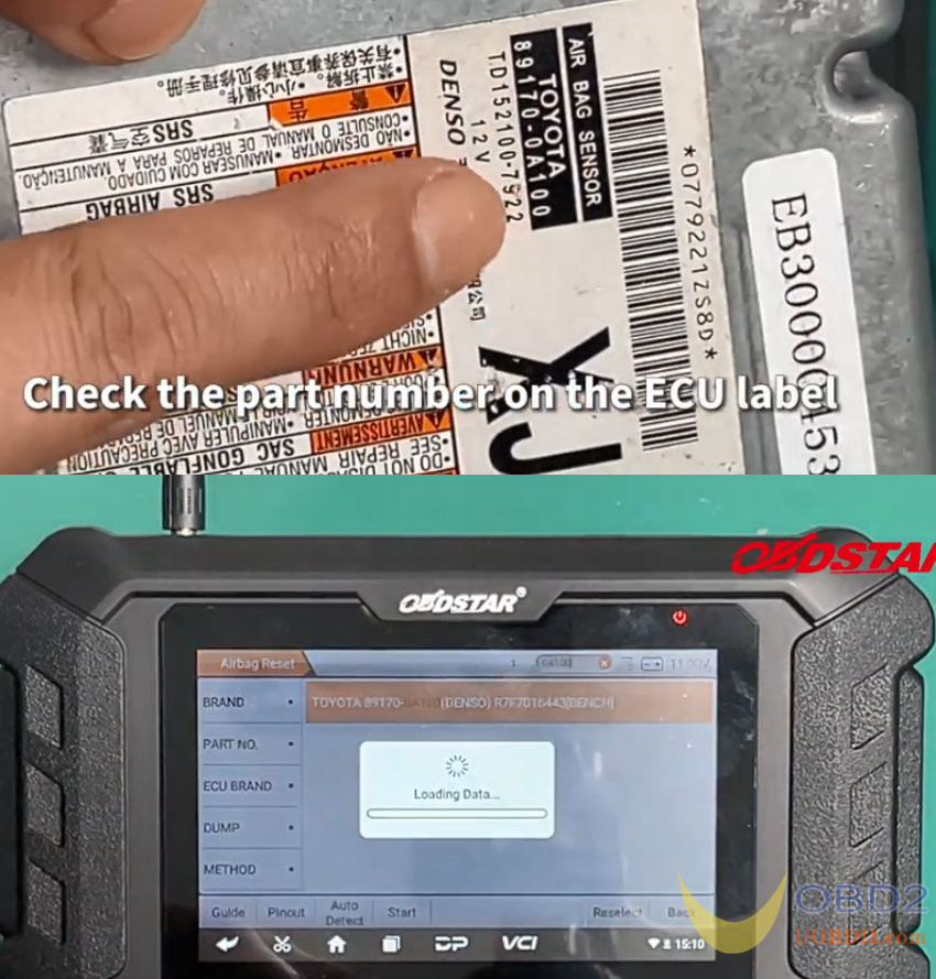 How to Reset Airbag on TOYOTA R7F7016443 89170-0A100 with OBDSTAR P50 on Bench?