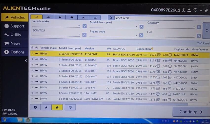 Xhorse VVDI2 and Kess V3 Read and Modify EDC17C50 BMW MINI ISN