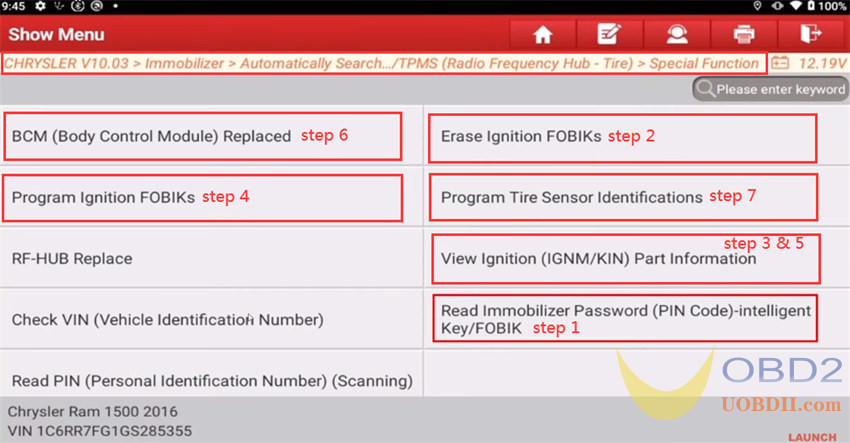 How to Do Chrysler Anti-theft Key Matching with Launch X431 IMMO Plus/Elite?