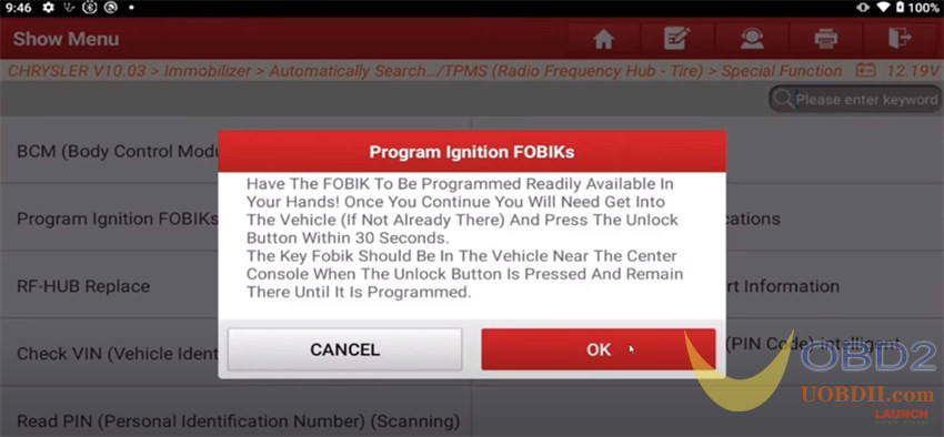 How to Do Chrysler Anti-theft Key Matching with Launch X431 IMMO Plus/Elite?