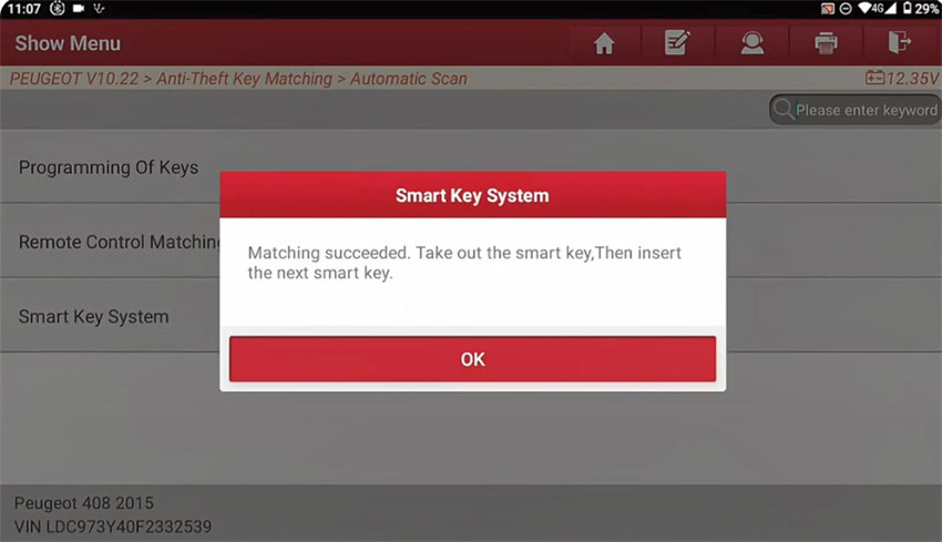 Peugeot 308/408 AKL Anti-Theft Key Matching with Launch X431 IMMO Plus/Elite