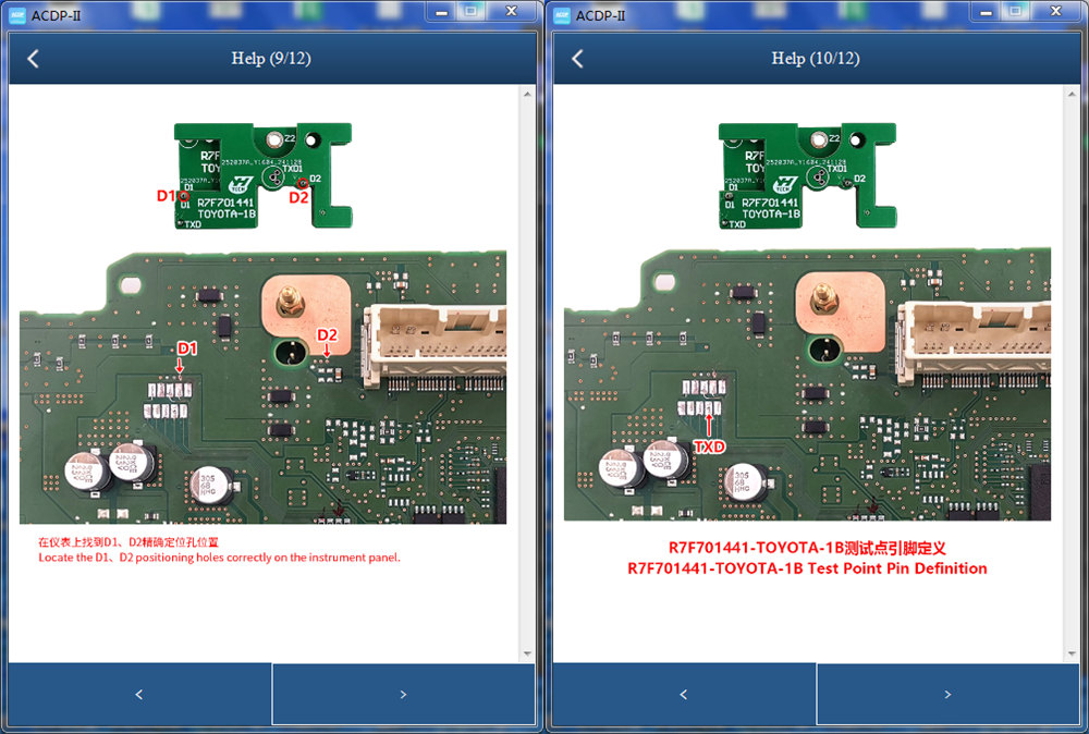 Yanhua ACDP Connection Diagram for Toyota R7F714xx Buick D70F3558 Mileage Correction