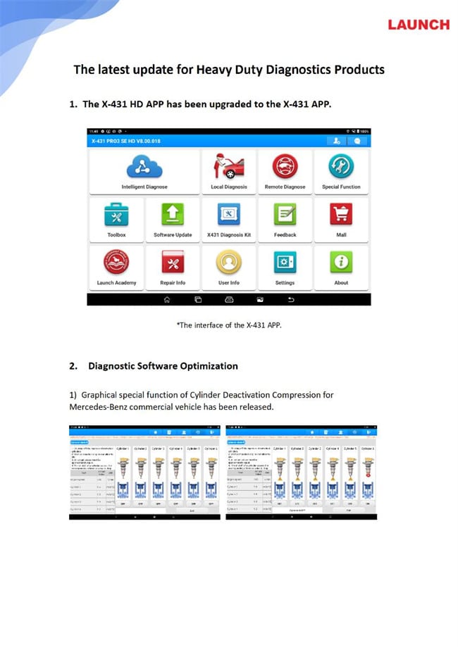 Launch X431 Update Software for Heavy-duty Truck Diagnostic Tool