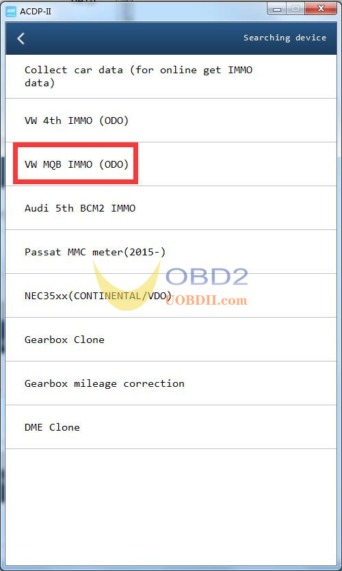 Yanhua ACDP with VW MQB YH-OBD Platform Correct MQB49 RF7F01404/1406 Mileage